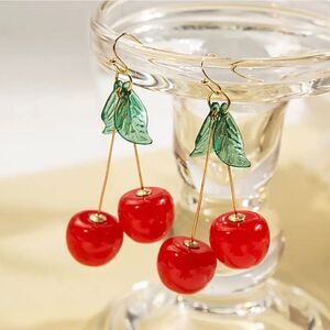 Red Cherry Dangle Earrings